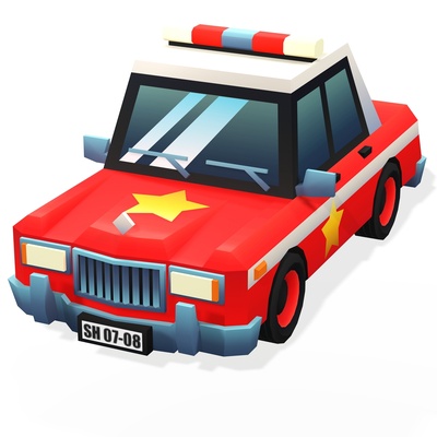 macchina poli polizia ruote cartone animato macchine collezione ambulanza berlina 3d print model - Mito3D