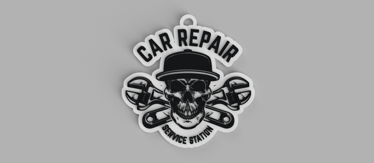 car repair - service station mechanic skull key ring pendant earring 3d print model - Mito3D
