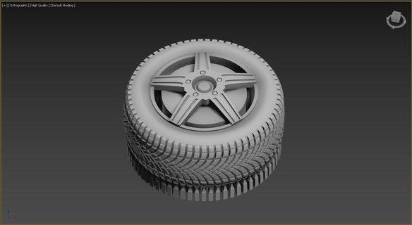 voiture pneu marches jante roue highpoly alliage métal caoutchouc 3d print model - Mito3D