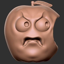 caricature apple angry bitten 3d print model - Mito3D