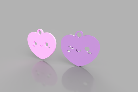 caritas kawaii hearts pendants kawaii hearts  3d print model - Mito3D