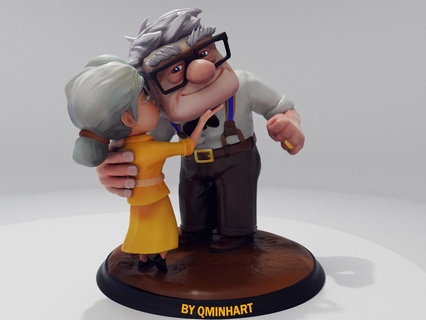 Carl Ellie 3d Yazdır model stl çift Disney pixar art3d karakter evlilik Sanat heykeller Aşk sonsuza dek Kadın 3dprint şekil Fredricken minyatürler figürinler 3d print model - Mito3D