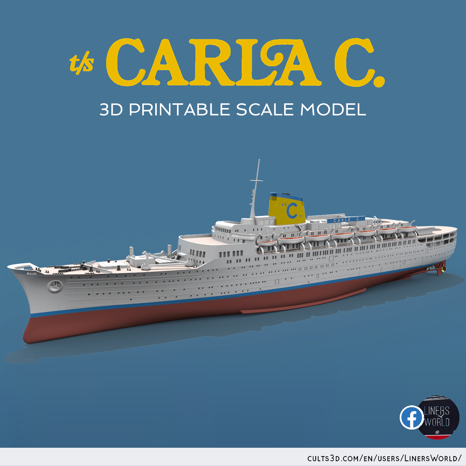 Carla Costa Linie Kreuzfahrt Schiff print ready Modell 3D print model - Mito3D