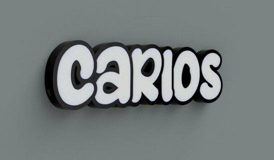 carlos led illuminated letters Home deco rgb light name 3d print model - Mito3D