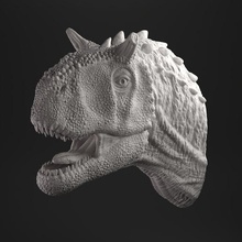 carnotaurus cabeça arte dinossauro criatura pré histórico jurássico Carnotaurus carnívoro réptil predador fera extinto esculpir troféu 3d print model - Mito3D