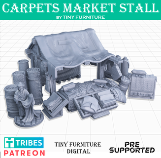 carpets market stall miniatures tabletop wargames roleplaying pathfinder dungeons dragons terrain fantasy 28mm 3d print model - Mito3D