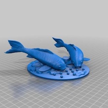 carps feeding art animal fishing 3d print model - Mito3D
