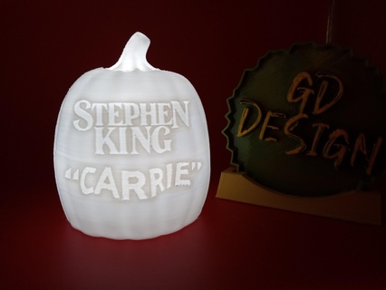 carrie stephen king halloween pumpkin light carrie stephen king halloween pumpkin light tealight reading light party nightlight office kids room art decor man cave shed scary  3d print model - Mito3D