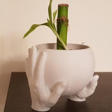 carrying hands plant pot art room indoor garden office home decor decoration bowel plants 3d print model - Mito3D