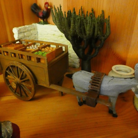 cart vegetable fruit crates game 7cm santon provence miniature wagon wheel mock-up scenery 3D print model - Mito3D