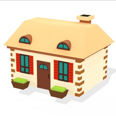 karikatür bina 1 ev çocuk okul öncesi oyuncak 3d model çocuklar kasaba 3d print model - Mito3D