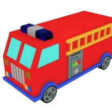 dibujos animados camión de bomberos juguete juego listo luchador la recogida pesado manguera agua rojo divertido toon los niños niño kid vehículo fuego coche 3d print model - Mito3D