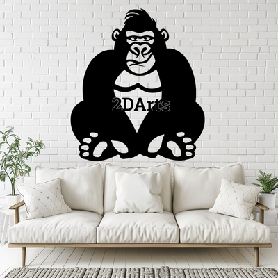 cartoon gorilla 2d wall art window - digital stl & svg file home children's 3d printing laser cutting home decor cults3d download playful kids' room decoration birthday gift nursery christmas whimsical animal fun diy project creative special occasion 3d print model - Mito3D
