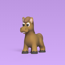 dessin animé cheval art mignonne amusement drôle sculpture miniatures décoratif jouer animal crinière jouet préscolaire 3d print model - Mito3D