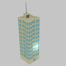 cartoon hotel game apartment urban city rise high structure architect sky skyscraper office building ready poly low funny toon 3d print model - Mito3D