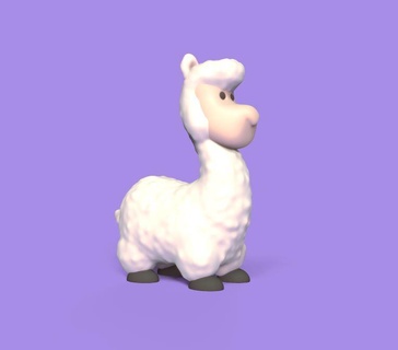 dibujos animados llama lindo escultura animal juguete Arte miniaturas jugar estatua zoo cuello lana 3d print model - Mito3D