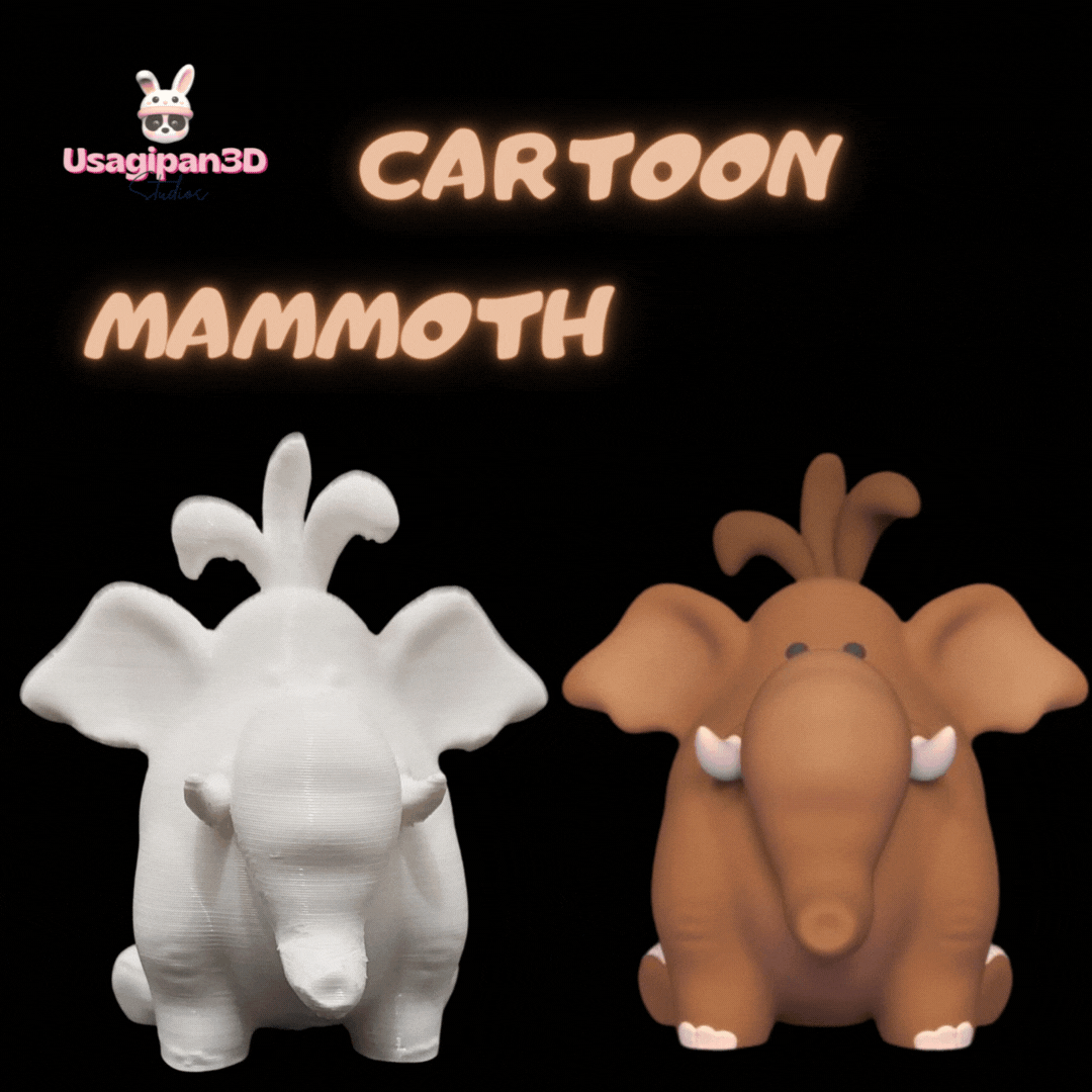 cartoon mamoth animal cute fun mammoth funny wild sculpture miniature decorative play art toy statue preschool 3D print model - Mito3D