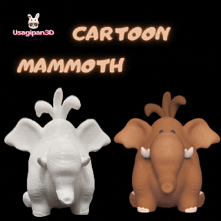 desenho animado mamute animal fofa Diversão engraçado selvagem escultura miniatura decorativo Toque arte brinquedo estátua pré escola 3d print model - Mito3D