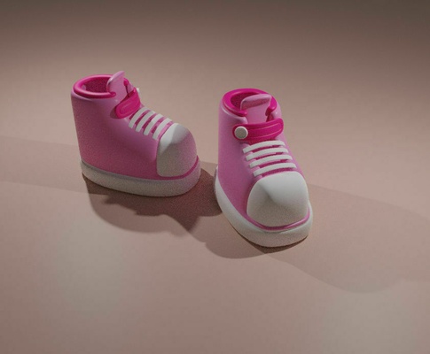 cartone animato scarpe pallacanestro ragazza ragazzo scarpa sport carina stoffa 3d print model - Mito3D