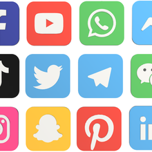 dessin animé social médias logo pack square round Jeu vidéo animation rendre réseau instagram Twitter Facebook Youtube lié wechat Messager 3d print model - Mito3D