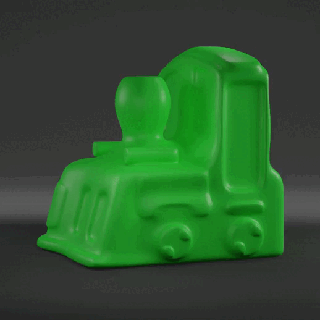 desenho animado trem estilizado brinquedo simples veículo transporte 1 peça caricatural cúbico highpoly suave cubo locomotiva 3d print model - Mito3D