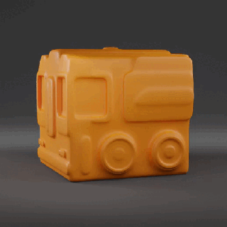 desenho animado trem estilizado brinquedo simples veículo transporte 1 peça caricatural cúbico highpoly suave cubo elétrico 3d print model - Mito3D