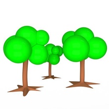 cartone animato albero gioco foresta erba foglia lowpoly natura pacco pianta poli pronto semplice 3d print model - Mito3D