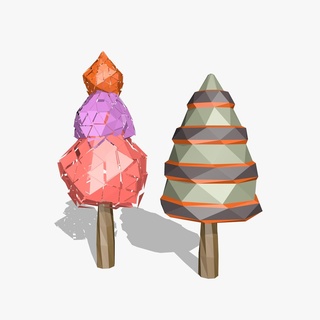 cartoon trees cartoon trees nature 3d cute forest funny happy environment abstract  3d print model - Mito3D
