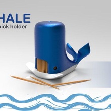 desenho animado baleia palito dente suporte 3d print model - Mito3D