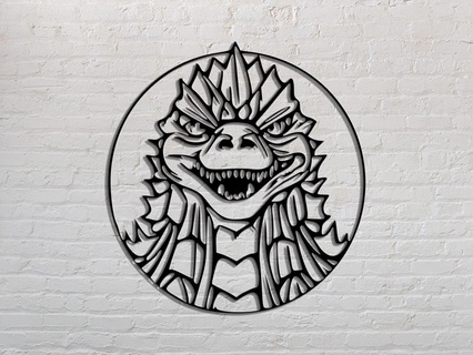 Kaiju dessin animé art mural 2d mur dinosaure ventilateur fanart Godzilla kaiju monstre lithophanes 3d print model - Mito3D