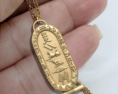 cartiglio antico Egitto pendente gioielleria oro stampabile argento prototipo stl stampa faraonico braccialetti collane iscrizioni scarabeo ankh attraversare ciondoli 3d print model - Mito3D