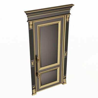 oyulmuş kapı klasik 01602 siyah toplamak altın beyaz mimari iç üstesinden gelmek topuz gerçekçi cnc stl obj fbx 3dsmax gergedan freecad 3d print model - Mito3D