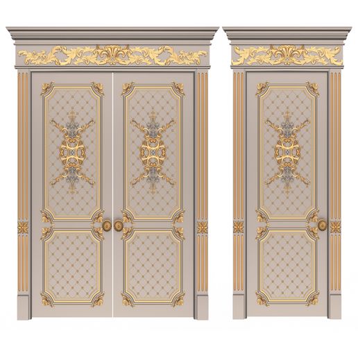 esculpido porta clássico 05 arquitetura barroco decoração cnc visualização interior Projeto 3decart madeira 3d 3dmodel stl entrada 3D print model - Mito3D