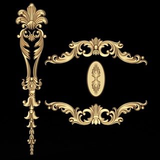 carved plaster molding decoration 026 decor scroll ornament classical baroque classic wood 3dmodel cnc ornamental wooden carving element medallion leaves cornice onlay 3d print model - Mito3D