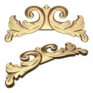 tallado yeso moldura decoración 030 Desplazarse ornamento clásico barroco madera 3dmodel cnc ornamental elemento medallón hojas cornisa onlay 3d print model - Mito3D