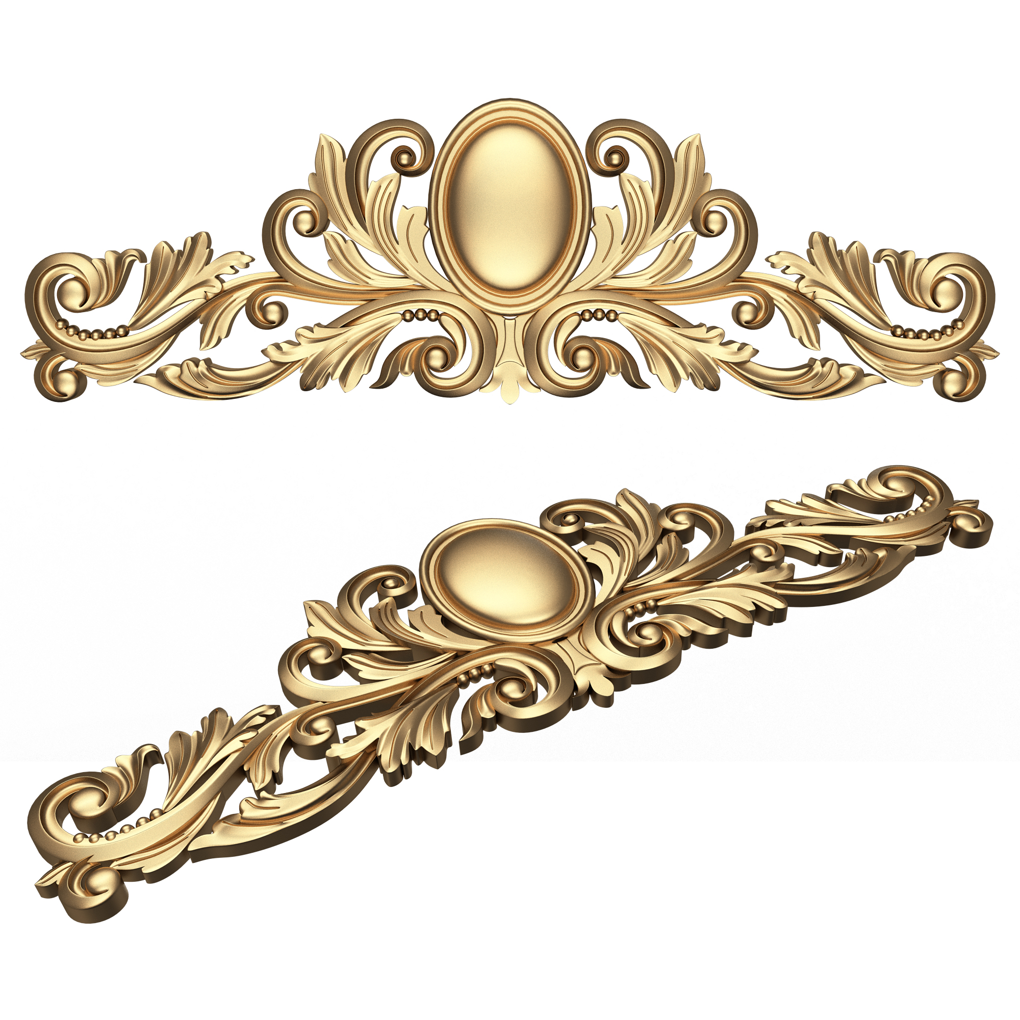 carved plaster molding decoration 09 decor scroll ornament classical baroque classic wood 3dmodel cnc ornamental wooden carving element medallion leaves cornice onlay 3D print model - Mito3D