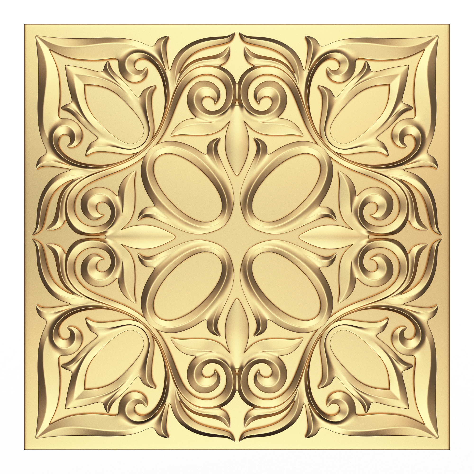 carved tile 01 decor scroll decoration ornament classical baroque classic wood 3dmodel cnc ornamental wooden carving element medallion leaves cornice onlay 3D print model - Mito3D