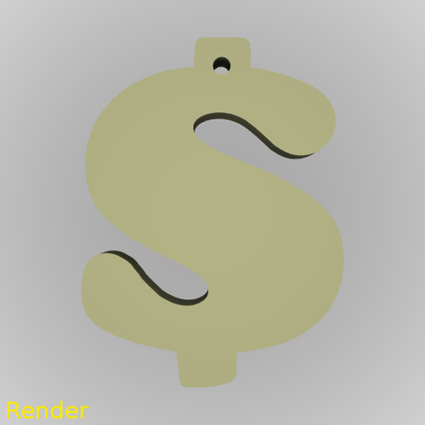 cash dollar silhouette key chain jewelry money keychain gadget easy fast 3D print model - Mito3D