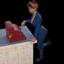 cash machine girl vintage mechanic car wash girls soap tube bucket f1 pit head coach talk cashmachine 3d print model - Mito3D