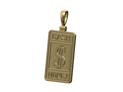 cash money rectangular pendant bail 3d print model gold bar engraving jewelry printable silver jewellery necklace luxury swag hiphop bling dollar 3d print model - Mito3D