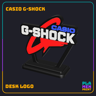 casio g shock exibição escrivaninha prato logotipo ficar pé 3d print model - Mito3D