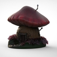 casita hongo - mantar ev sanat küçük bir hong cin hobbit çatı kapı bitki bilbo bahçe oyuncak 3d print model - Mito3D