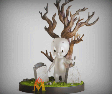 Casper diorama v2 casper amigáveis ghost clássico cartoon fanart estatueta fantasma 80th desenho animado fofa estátua shelve exibição escultura anime Admirador arte canino cão 3d print model - Mito3D