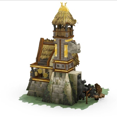 castello tiro l'arco torre guerra medievale mezzo età contadino re 3d print model - Mito3D