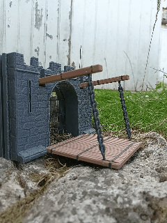 kale drawbridge paketlemek köprü Kafes ch teau fort Teau sur inşaat montaj oyun model gerçekçi diyorama Sanat oyuncak 3d print model - Mito3D