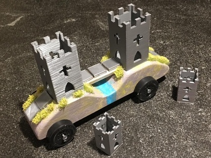 castle keep tower boy scouts car cub guard knight medieval pinewood derby wall mount buildings structures 3d print model - Mito3D