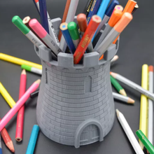 castle pencil holder pen organize nature's design desk office house home honeycomb 3d print model - Mito3D