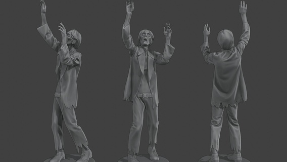 beiläufig männlich Zombie cz4 0001 Spiel weiblich Miniatur Zahl Skulptur Armee Korruption Welt Apokalypse Monster Lebensmittel Gehirn Mädchen Elvis Halloween Schädel 3d print model - Mito3D