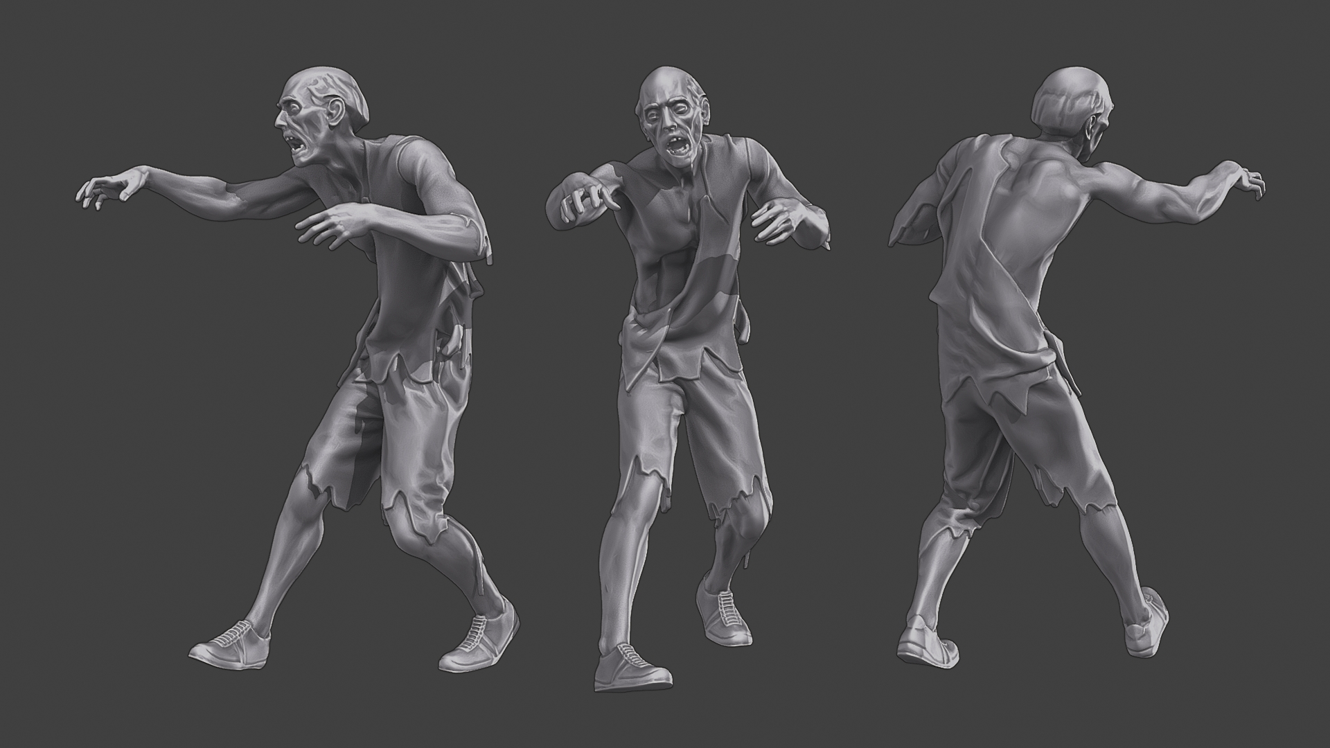 beiläufig Zombie cz3 0018 weiblich männlich Miniatur Zahl Skulptur Armee Korruption Welt Apokalypse Monster Lebensmittel Gehirn Mädchen Elvis Halloween Sklave 3D print model - Mito3D