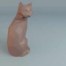 kedi sanat hayvan poly düşük heykel otur 3d print model - Mito3D